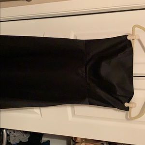 Black tea length formal strapless dress